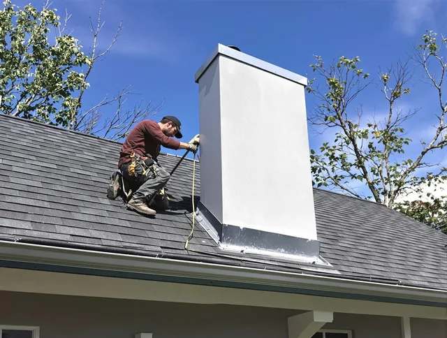 Gainesville Chimney Sweep team member finishing chimney construction in Gainesville, FL
