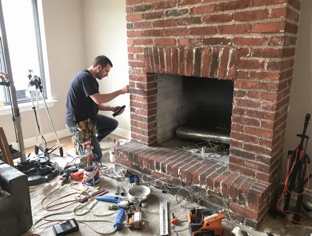 Gainesville Chimney Sweep specialist finalizing chimney liner service in Gainesville, FL