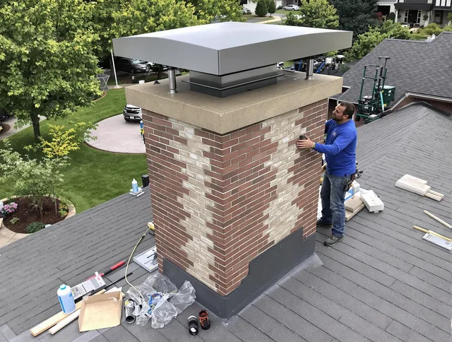 Gainesville Chimney Sweep team working on a custom chimney remodel in Gainesville, FL